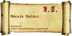 Mácsik Balázs névjegykártya